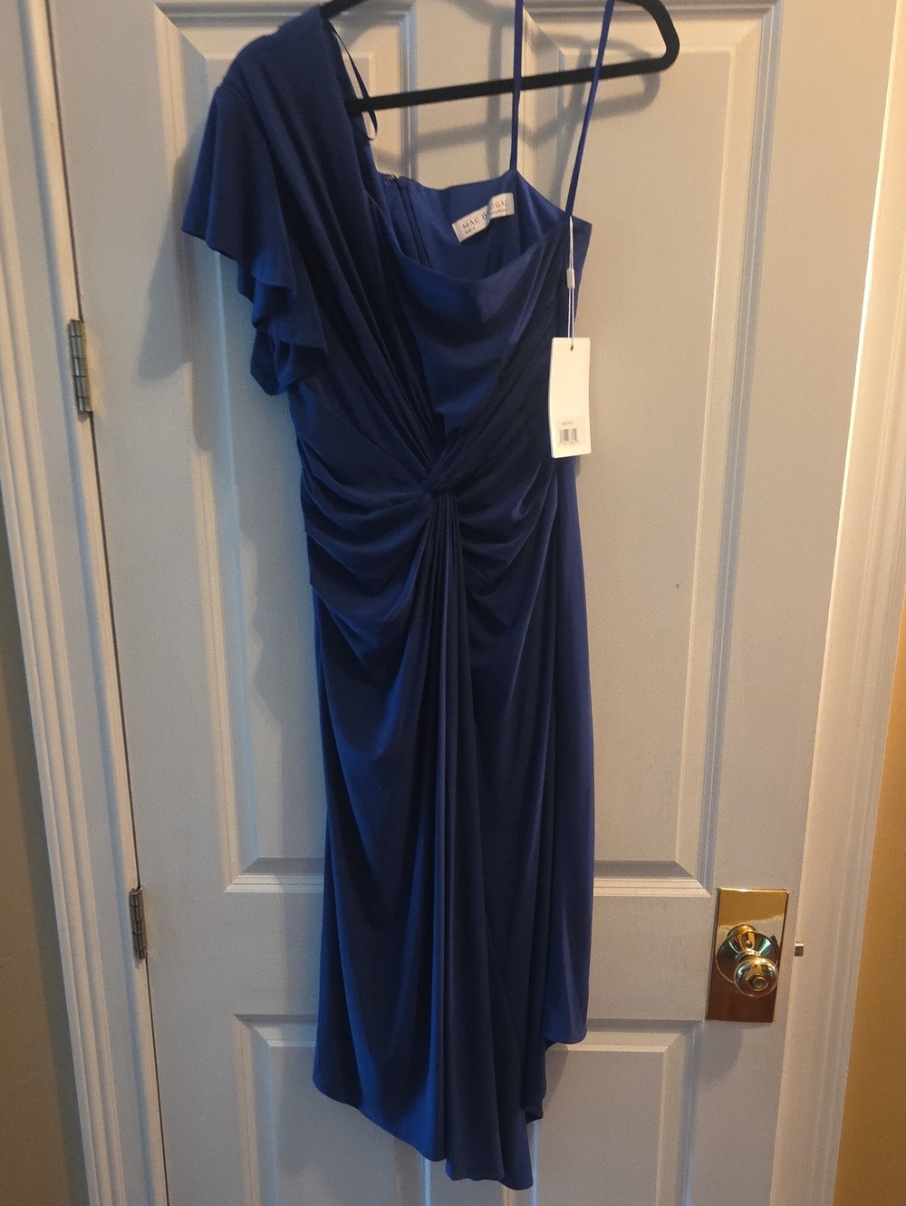 Mac Duggal Royal Blue One-Shoulder Ruched Evening Dress